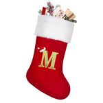 Lifemaison Monogram Christmas Stockings With Letters,Personalized Christmas Stockings 50cm,Red Velvet Xmas Stockings Christmas Stockings,Kids Christmas Stockings Sock Gift Bag For Xmas Tree Decor