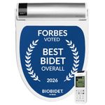 BioBidet Bliss BB2000 Elongated White Bidet Smart Toilet Seat, Premier Class, Unlimited Warm Water, Self Cleaning Hydroflush, Hybrid Heating, Wireless Remote Control, Inviting Nightlight, Vortex Wash