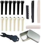 12pcs Acoustic Guitar Bridge Pins Pegs and 2 Set Saddle Nut with 1pc Bridge Pin Puller Remover, Ivory & Black-Jinlop