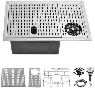 Scamall 23 Undermount Stainless Steel Workstation Kitchen Bar Sink With Glass Rinser, 23x15 Inch Undermount Workstation Small Kitchen Sink With Cup Washer SM015S-O