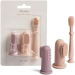 Moonkie Baby Finger Toothbrush Tongue Oral Cleaner Kit for 3 Months +, 3 Pcs (Blush/Pale Mauve/Blush)