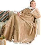 Ramees Sherpa Wearable Blanket with Sleeves and Pockets, Soft Warm TV Blanket Throw for Men and Women