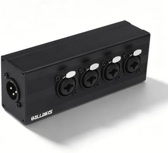 SZLliyxs 3 Pin XLR 1 Male to 4 Female Splitter,4 Way 1/4 TRS& XLR Input to one-Output Parallel Connection Adapter,Four 6.35mm Microphone inputs Converted to one Output