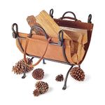 Pilgrim Home and Hearth 18518 Folding Log Carrier, 24″W x 19″H x 15″D, 15 lbs, Brown Suede