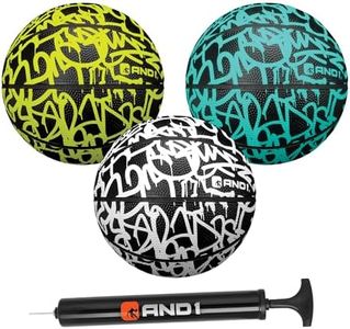 AND1 Mini Basketball Set for Kids (Deflated w/Pump Included): - 3 Pack of Premium Youth Size Basketballs, Easy to Grip, Shoot & Dribble, Made for Indoors and Outdoors, Graffiti