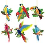 6Pcs Tropical Birds Honeycomb Decorations HADEEONG Paper Parrot Honeycomb Hanging Hawaiian Animal Party Decorations Tropical Party Summer Beach Birthday Decorations