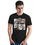 Quote Marshals The Beatles Skull_01 Printed Round Neck Black T-Shirt for Men's Size-M