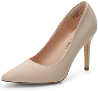 DREAM PAIRS Women's Closed Toe High Heels Dress Pointed Toe Wedding Pump Shoes,Size 9.5,Nude/Suede,Christian-New