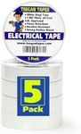 Gaffer Power White Electrical Tape - Vinyl Electric Tape (5 Pack) | 7 mil Wire Tape | 3/4 Inch Wide x 66 Foot Roll | Rubber Base | Flame Retardant, Weatherproof