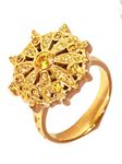 Elegant ETHNIQ 22K Gold Plated Flower Design Wedding Band with created Yellow Sapphire Cubic Zirconia Unique Engagement Ring for Women Size 9.75 Perfect Fashionable Gift for Birthday Anniversary and Bridal Shower