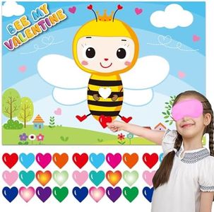 Valentines Day Games for Kids Pin the Heart on The Bee Valentines Day Games for Kids Classroom Party Valentines Day Activities Pin Game with Reusable Heart Stickers Valentines for Kids Classroom