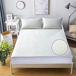 Olivia Rocco Waterproof Bamboo Quilted Mattress Protector Topper Anti Allergy Hypoallergenic Dust Mite Resistant Bed Bug Protection Extra Deep Mattress Cover Sheet (Pillowcases)