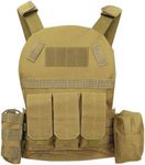 Kids Tactical Vest,Adjustable Training Protective Outdoor Vest Youth Army Costume for Playing Game CS (Brown)