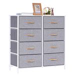 LYNCOHOME Chest of Drawers, Fabric Storage Drawers Easy to Assemble, 8 Drawers Wide Storage Dresser for bedroom, Living room, Kids room, Closet (Snow gray)