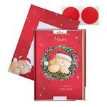 Hallmark Boxed Christmas Card for Mum - Cute Forever Friends Bear in Wreath Design, 25575215, Multicoloured