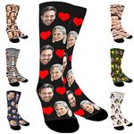 Tredane Custom Face Socks with Photo, Personalised Socks with Dog Pet Picture Print Customised Unisex Crew Sock Gifts for Men Women