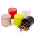 Tianhui Small Tin Can Box with Airtight Lids Canister for Coffee Tea Candy Storage Loose Leaf Tea Tin Containers Storage 5 Pcs (Five Colors, S)