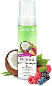 TropiClean No Rinse Waterless Cat Shampoo | Detangling and Deodorizing Dry Shampoo | Safe for Kittens | USA Made | Berry Scent | 7.4oz.