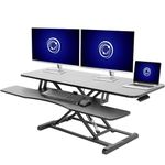 VIVO 122cm Desk Converter, K Series, Height Adjustable Sit to Stand Riser, Dual Monitor and Laptop Workstation with Wide Keyboard Tray, Black, DESK-V048KB