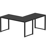 SHW Commercial-Grade L Shaped Corner Office Computer Desk, Black, 55" x 60"