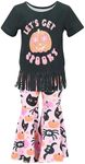 Unique Baby Girls Toddler Halloween Bell Bottom Legging Set Outfit (5Y, Get Spooky)