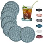 Wingcases Silicone Coasters for Drinks[8 Pack, No Holder]- Cup Mat for Tabletop Protection-Non-Slip, Non-Stick, Coffee Table Decor, Great Gift for Any Occasion, Light Blue