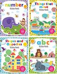 Set of 4 Sticker Books for Kids - Number, ABC, Things that Move & Shapes and Opposites | Sticker Activity for Children