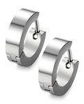 Jstyle Stainless Steel Unique Small Hoop Earrings for Men Silver