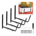 sourcing map Adjustable Window Planter Box Brackets Universal Window Box Holder, Iron Flower Box Wall Mounting Hooks for Balcony, Fences, Patio, and Garden (4 PCS)