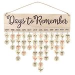 Wood DIY Calendar Wall Hanging with Tags,Handmade Ornaments Birthday Anniversary Reminder for Family and Friends,Calendar Board for Home Decoration/Wedding/Classroom/Liveing Room (Days to remember)