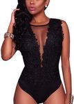 RARITYUS Women Sexy Lace Bodysuit J