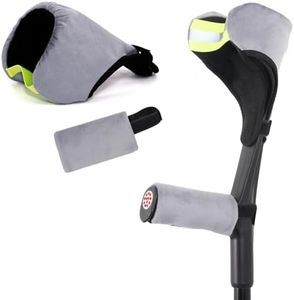 Elbow Brace Protective Cover Set, Hand Grip & Elbow Protection Sleeve Pads for Crutches, Shock-Absorbing Forearm Support, Anti-Slip Comfort Fit for Small to Medium Hands, Gray
