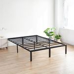 Olee Sleep 18 Inch Heavy Duty Steel Slat Anti-Slip Support, Easy Assembly Platform Bed Frame, Noise Free Steel Mattress Foundation, Maximum Storage, No Box Spring Needed, Black, King Size