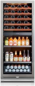 Ca'Lefort 24 Inch Wine & Beverage Cooler - 112 Can & 40 Bottle Dual Zone Cooler with Glass Door, Energy Star Certified, Adjustable Shelves & 3 LED Light, Built-in or Freestanding for Home/Bar/Kitchen