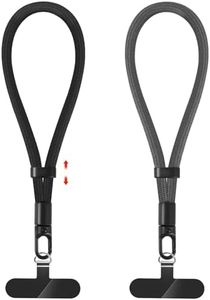 knIykmr 2 Pack Adjustable Cell Phone Lanyard Strap, Hand Wrist Strap Lanyard with Tether Tabs, Black+grey