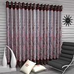 Home Sizzler 4 Piece Garden Panel Eyelet Polyester Door Curtains - 7 Feet, Maroon