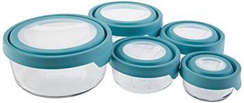 Anchor Hocking TrueSeal 10-Piece Glass Food Storage Containers with Airtight Lids, Mineral Blue