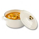 CUMIN CO. Cast Iron Dutch Oven 4L, 24 cm | Induction Base Cookware | 10 Years Warranty | Non Toxic Non Stick Biryani Pot with Lid | Heavy Bottom | Chemical Free Coating | Free Accessories | White