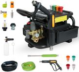 2025 Upgraded 100bar 2.3GPM Commercial Electric Pressure Washer–PM Inverter 3HP Motor,Horizontal Triplex Pump,Power Washer with 65dB Quiet,with 7 Nozzles (0°/15°/25°/40°/Soap/Turbo) for Cars/Driveway