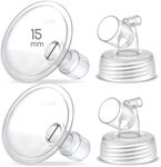 Maymom Two-Piece Wide Neck Pump Parts for Spectra S1/S2 Pumps; Incl Wide Mouth Flanges; Not Original Spectra Flange (15 mm Two Flanges)