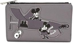 Loungefly Mickey Mouse Plane All Around Wallet Leather Zip New w/Tags WDWA1114