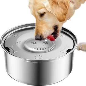 IUUWON Dog Water Bowl Non-Spill 3L Stainless Steel Pet Bowl for Large Dogs Slow Drinking Splash Proof Water Dispenser Floating Bowl Mess Free for Vehicle Carried Dog Cat Puppy