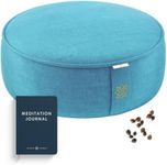 Mindful & Modern Velvet Meditation Cushion | Luxe Zafu Yoga Floor Pillow Seat | Posture Support | Buckwheat Hull Filled | Large Round Cushion with Removable Washable Cover + Carry Handle | Color Teal