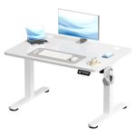 Devoko Electric Standing Desk 100x60cm Sit Stand Table Height Adjustable Desk with Backpack Hook and Memory Smart Panel, Home OfficeTable with Splice Board, White