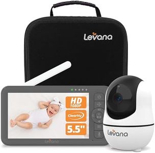 Levana Nala Video Baby Monitor No WiFi, 1080P PTZ Camera, 5.5”1080P Monitor, Night Vision, 1000ft Range, 5000mAH Battery, Carrying Case, 2 Year Warranty