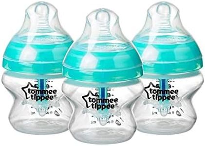 Tommee Tippee Advanced Anti-Colic Baby Bottles, Breast-Like Teat and Heat Sensing Technology, 150ml, Pack of 3, Clear