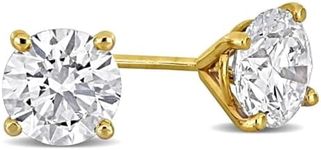 IGI Certified Lab Grown Diamond Earrings - 1 to 5 CTTW Diamond Solitaire Stud Earrings for Women, Yellow Gold, White Gold or Platinum - D Color - VVS2 Clarity (Earring - Yellow Gold - 2CTTW)