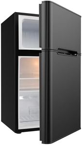 Cobuy 90L Bar Fridge with Freezer Double Door Mini Refrigerator Portable Compact Fridge Freezer for Home Office Dorm Apartment Beer Beverage Cola Wine Black