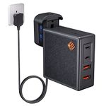 𝐒𝐥𝐢𝐦𝐐 GAN USB C Charger: 100W,96W,87W,85W,67W AC Adapter - 4 Port Fast Compact PD Wall Block - Type-C High Speed Charging Station - Travel Adapter for MacBook,Surface,Lenovo(+Extension Cable)