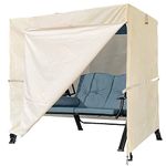 Ourdoor Swing Cove,2 Triple Seater Hammock Cover Garden Swing Cover Garden Hammock Glider Chair Cover Outdoor Swing Cover UV Resistant Swing Canopy Cover (65 * 49 * 66 inch) Beige